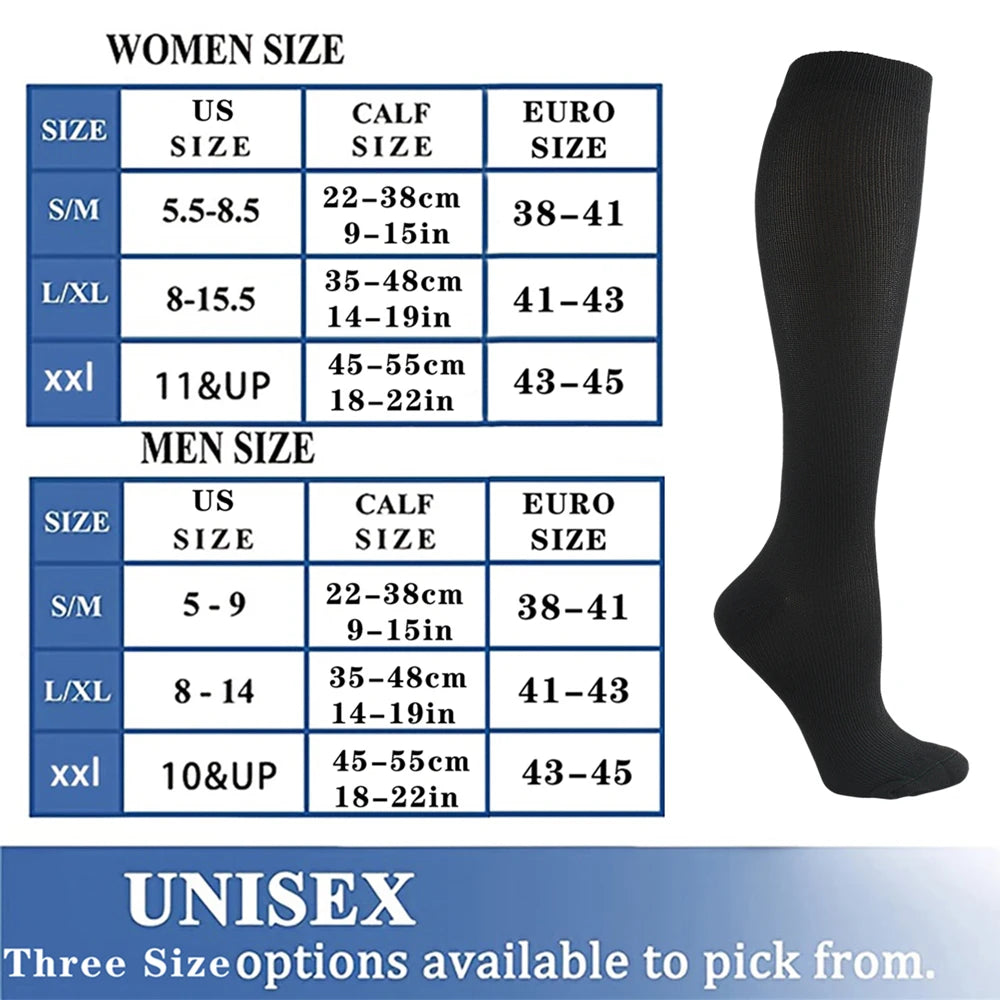 Compression Socks for Varicose Veins – Anti-Fatigue Support for Golf, Rugby, Running, Hiking, Sports, Driving, Travel & Flights | Unisex (Men & Women)