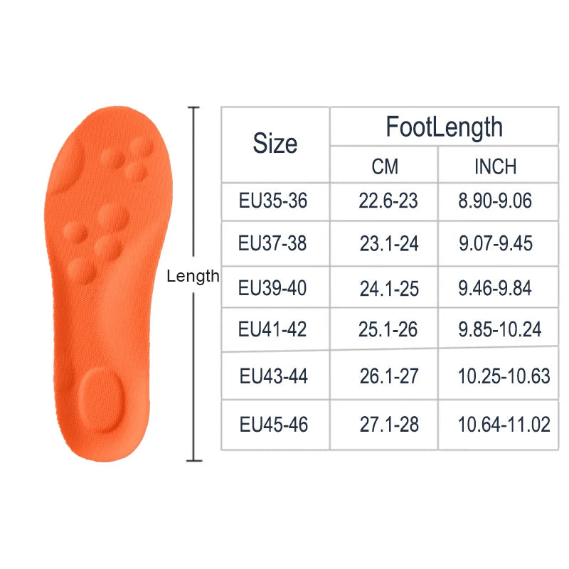 Soft Latex Sport Insoles – High Elasticity, Shock Absorbing, Arch Support, Breathable & Deodorant Orthotic Pads